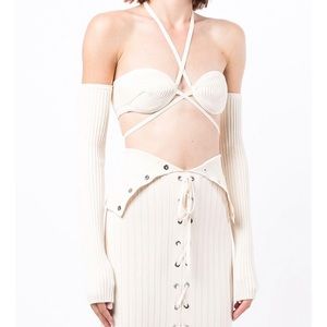 Dion Lee Spiral Ribbed Bra Top with Sleeves